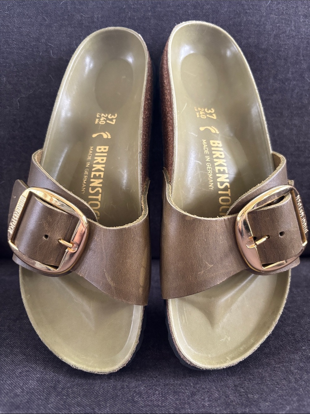 NWOT Birkenstock Madrid Big Buckle - High Shine Mud Green - size 37 (US 6-6.5)